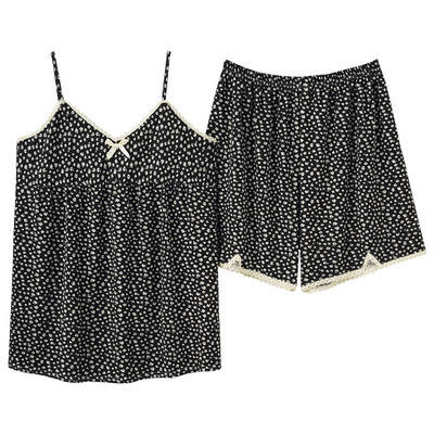 Κοστούμι 2 τεμαχίων Floral print Γυναικεία Σετ πιτζάμες Σαλόνια Σέξι V λαιμόκοψη Sleepwear με στράπλες γεμιστό σουτιέν πιτζάμα Ρούχα για το σπίτι