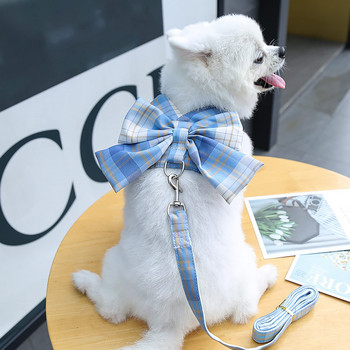 Ζωντανό σκύλου με τόξο Χαριτωμένο λουρί για κατοικίδια με ιμάντα στήθους σχοινί έλξης για σκύλους γάτας Ρούχα γιλέκο για κατοικίδια