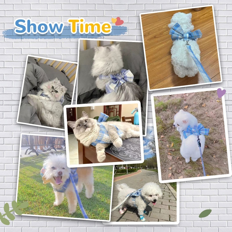 Lankas šunų petnešos Mielos petnešėlės naminiams gyvūnėliams su krūtinės juostele, traukimo virve Kačių šunims Drabužiai Naminių gyvūnėlių liemenė