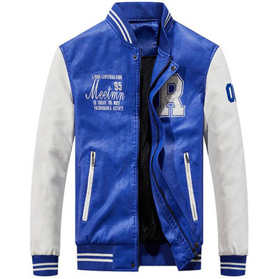 Jachetă pentru bărbați, broderie, jachete de baseball, haine din piele pu