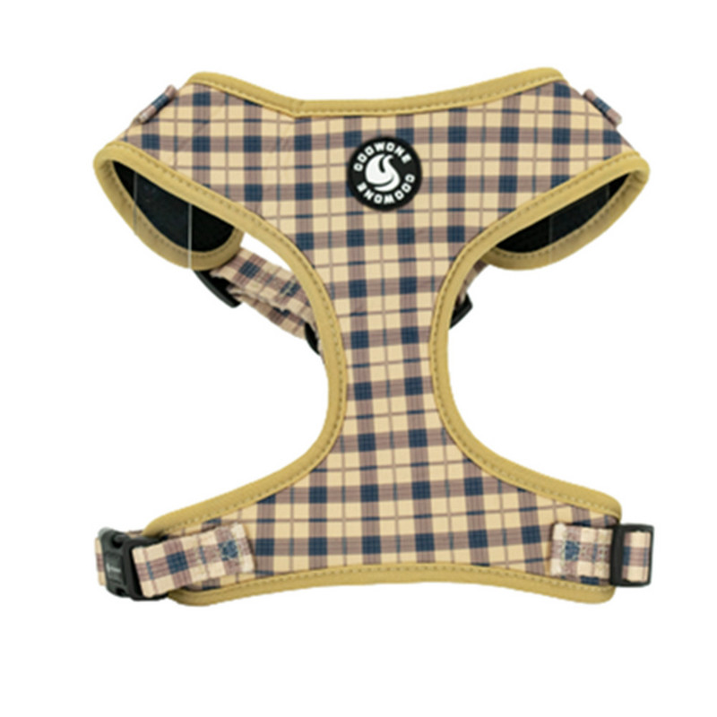Collarlogo, podesiva ogrlica za pse, izdržljiva, mekana, kreativna smeđa i plava karirana povodac, neoprenski pojas, vrećica za izmet