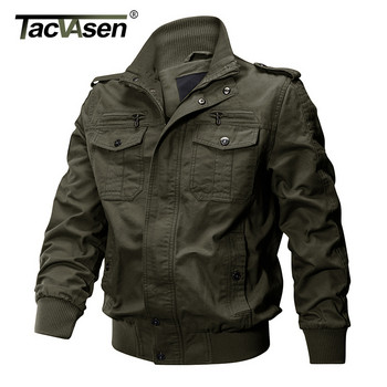 TACVASEN Pilot Bomber Jacket Coats Мъжки памучни карго якета с джобове с цип Ретро ежедневно работно яке Мъжко облекло Горно облекло