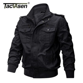 TACVASEN Pilot Bomber Jacket Coats Мъжки памучни карго якета с джобове с цип Ретро ежедневно работно яке Мъжко облекло Горно облекло