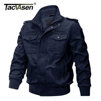 TACVASEN Pilot Bomber Jacket Coats Мъжки памучни карго якета с джобове с цип Ретро ежедневно работно яке Мъжко облекло Горно облекло