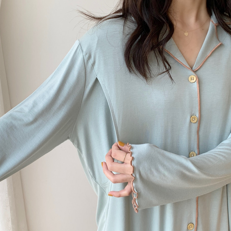 Fdfklak Ieisure Alăptare Maternitate Haine Femei 100% Bumbac Pijamale 2 Buc/Set Pentru Insarcinata 2022 Primavara Toamna Imbracaminte Noua