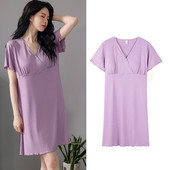 Fdfklak Modal Nursing Nightdress Νυχτικό εγκυμοσύνης με κοντό μανίκι εγκυμοσύνης Θηλασμός με κουμπιά Sleepwear Large M-3XL