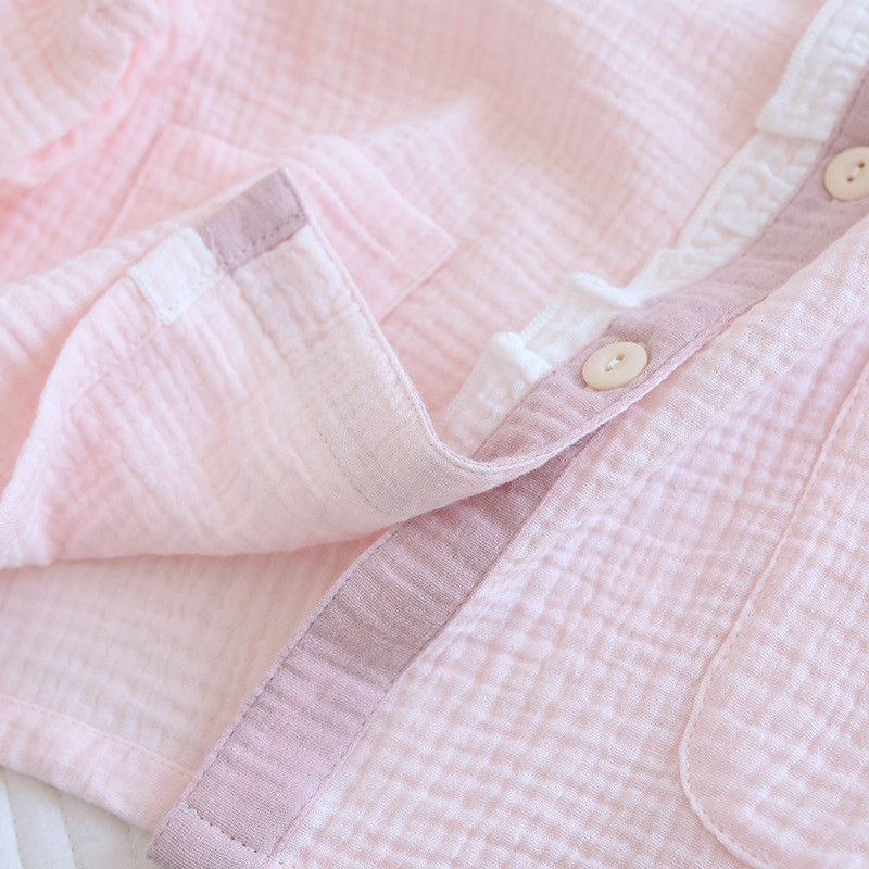 Ανοιξιάτικες και φθινοπωρινές νέες γυναικείες πιτζάμες μακρυμάνικο παντελόνι σετ δύο τεμαχίων από 100% βαμβάκι κρεπ μονόχρωμο σετ φρέσκων ειδών σπιτιού