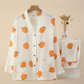 Νέες γυναικείες πιτζάμες με λαιμόκοψη σε άνοιξη και φθινόπωρο από 100% βαμβακερό μακρυμάνικο σπίτι Άνετα φαρδιά καλοκαιρινά λεπτά γυναικεία πυτζάμες