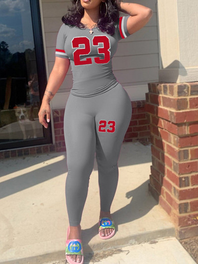 LW plusz méretű női, kétrészes tréningruhák, 23 digitális nyomattal ellátott, vékony nadrág szett, rövid ujjú pulóver + vékony nadrág szett, női futóruha