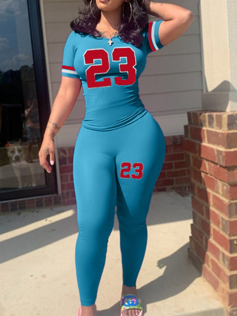 LW plusz méretű női, kétrészes tréningruhák, 23 digitális nyomattal ellátott, vékony nadrág szett, rövid ujjú pulóver + vékony nadrág szett, női futóruha