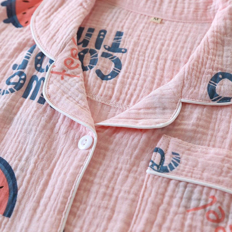 Noi pijamale de primăvară și de vară, două piese, pentru femei, 100% bumbac, pantaloni cu mâneci lungi, pepene verde, drăguț, set de servicii acasă.