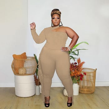 Σετ SOMO Plus Size Two Pieces για Γυναικεία Καλοκαιρινό μπλουζάκι στράπλες λαιμό + φούντα κολάν σετ δύο τεμαχίων Χονδρική Dropshipping