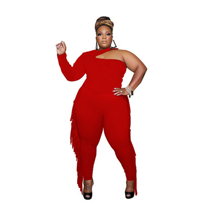 Σετ SOMO Plus Size Two Pieces για Γυναικεία Καλοκαιρινό μπλουζάκι στράπλες λαιμό + φούντα κολάν σετ δύο τεμαχίων Χονδρική Dropshipping