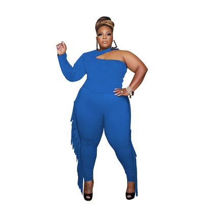 Σετ SOMO Plus Size Two Pieces για Γυναικεία Καλοκαιρινό μπλουζάκι στράπλες λαιμό + φούντα κολάν σετ δύο τεμαχίων Χονδρική Dropshipping