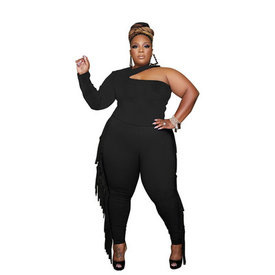 Σετ SOMO Plus Size Two Pieces για Γυναικεία Καλοκαιρινό μπλουζάκι στράπλες λαιμό + φούντα κολάν σετ δύο τεμαχίων Χονδρική Dropshipping