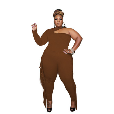 Σετ SOMO Plus Size Two Pieces για Γυναικεία Καλοκαιρινό μπλουζάκι στράπλες λαιμό + φούντα κολάν σετ δύο τεμαχίων Χονδρική Dropshipping