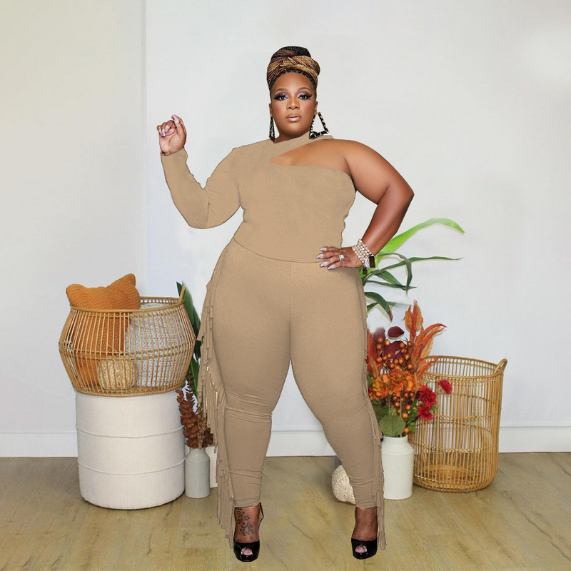 Σετ SOMO Plus Size Two Pieces για Γυναικεία Καλοκαιρινό μπλουζάκι στράπλες λαιμό + φούντα κολάν σετ δύο τεμαχίων Χονδρική Dropshipping