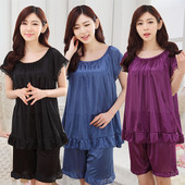 YINSILAIBEI Set de pijamale sexy pentru femei de vară, cu pantaloni scurți, pijamale din satin de mătase artificială, lenjerie de dormit de dimensiuni mari, haine de acasă pentru femei #20