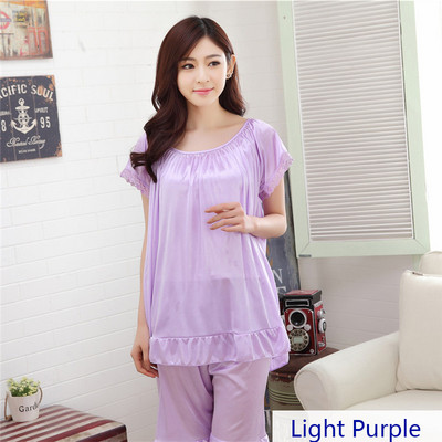 YINSILAIBEI Set de pijamale sexy pentru femei de vară, cu pantaloni scurți, pijamale din satin de mătase artificială, lenjerie de dormit de dimensiuni mari, haine de acasă pentru femei #20