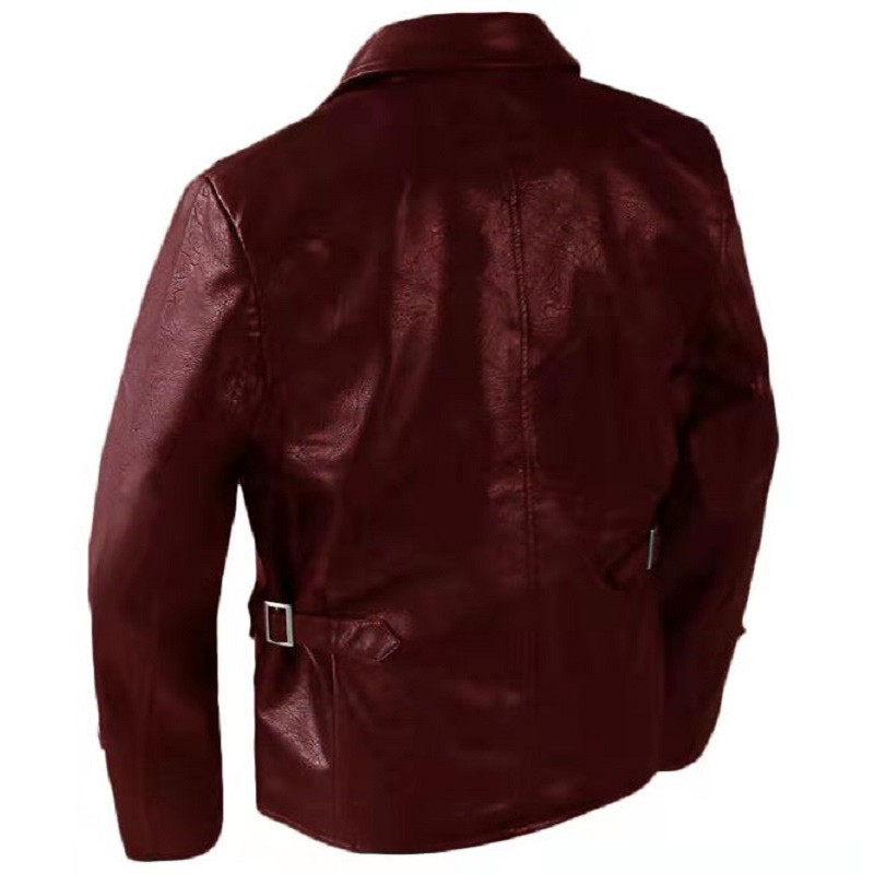 Geacă din piele PU German Pilot, rever dublu, haină vintage de toamnă și iarnă pentru bărbați