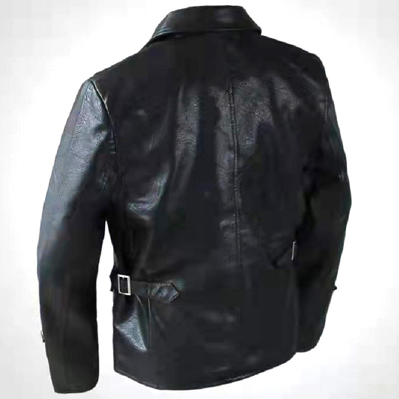 Geacă din piele PU German Pilot, rever dublu, haină vintage de toamnă și iarnă pentru bărbați