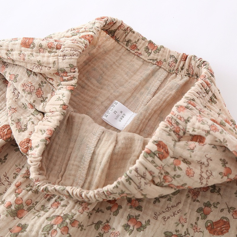 Suvine uus naiste pidžaamakomplekt 100% puuvillane krepp lühikeste varrukatega lühikesed püksid, kaheosalised roosiaia lahtised koduriiete komplekt, magamisriided pidžaamad