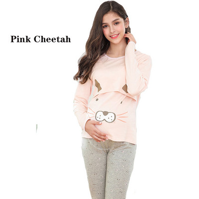 Γυναικεία Πυζόνια εγκυμοσύνης Βαμβακερό μπλουζάκι θηλασμού +Ρυθμιζόμενο παντελόνι έγκυο johns σετ πιτζάμες Νυχτικό Ρούχα