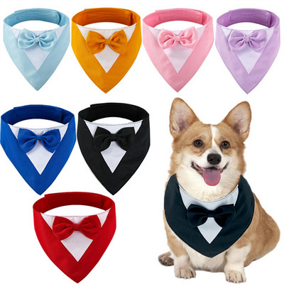 Официална вратовръзка за домашно куче и котка Смокинг Папийонка Черна и червена яка Аксесоари за домашни любимци