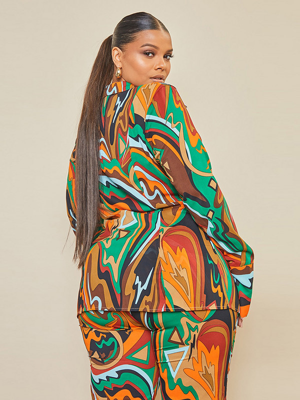 Set Plus Size Haine Femei Set 2 piese Topuri și pantaloni evazați Costume Toamnă Nouă Moda Print Streetwear Ținute Îmbrăcăminte oversize