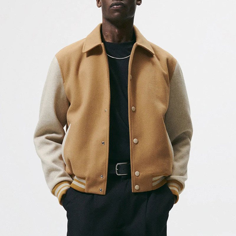 Férfi dzseki tavaszi őszi férfi dzseki alkalmi pilóta plüsskabát 2023 divat, egysoros, bő férfi felsők Patchwork H/M