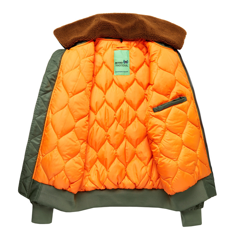 Talvine meeste karusnahast krae pommitaja jope sõjaväe mantlid paks puuvillane vooder, soe MA-1 lennupiloodi jope meestele