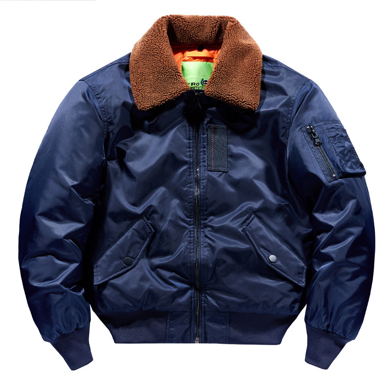 Talvine meeste karusnahast krae pommitaja jope sõjaväe mantlid paks puuvillane vooder, soe MA-1 lennupiloodi jope meestele