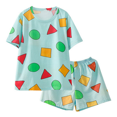 Seturi de pijama de cuplu ocazional de vară, cu imprimeu de desene animate, pijama cu mâneci scurte, costum de pijama, modă zilnică, îmbrăcăminte de casă, cămașă de noapte