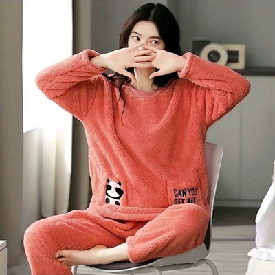 Φθινοπωρινά χειμερινά κινούμενα σχέδια πιτζάμες για γυναίκες Ζεστές χοντρές πιτζάμες Μακριές πυτζάμες για κορίτσια Νυχτερινά κοστούμια Coral Fleece Ενδύματα σπιτιού Ρούχα