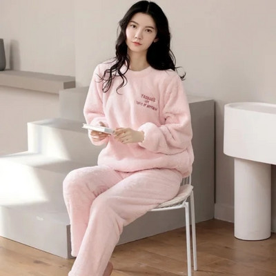 Φθινοπωρινά χειμερινά κινούμενα σχέδια πιτζάμες για γυναίκες Ζεστές χοντρές πιτζάμες Μακριές πυτζάμες για κορίτσια Νυχτερινά κοστούμια Coral Fleece Ενδύματα σπιτιού Ρούχα