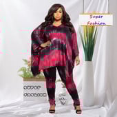 XL-5XL 2022 Fall Plus Size Two Piece Σετ Γυναικεία Ρούχα Γραβάτα Dye Leopard Camouflage Μακρυμάνικο μπλουζάκι και παντελόνι