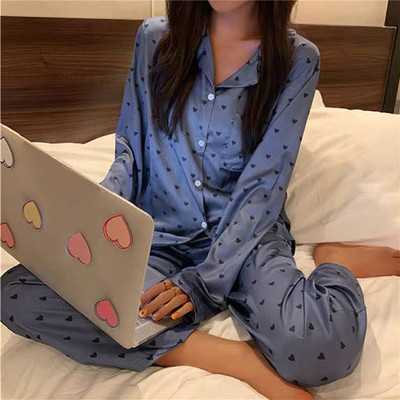 Naiste pidžaamakomplekt V kaelusega Luksuslik Cross Print Magusad magamisriided Siid nagu koduriided Suured Öörõivad