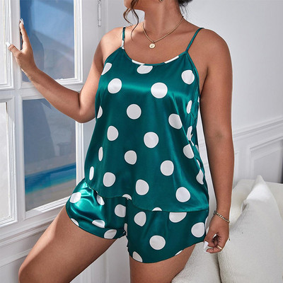 Dámske pyžamo, veľká veľkosť 3XL-5XL, nočné prádlo s výstrihom do V a ramienkami, letné sexy pyžamo, voľné spoločenské oblečenie s kraťasmi