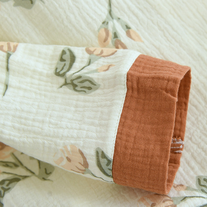 2023 Νέα Άνοιξη Καλοκαίρι Γυναικεία χαριτωμένα μακρυμάνικα παντελόνια με εμπριμέ καμέλια σετ πιτζάμες Λεπτό βαμβακερό κρεπ 2 τμχ Γυναικεία υπνοδωμάτια