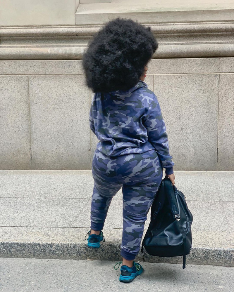 Set de îmbrăcăminte casual de mărime plus, de toamnă și iarnă pentru femei, de mărime plus, cu imprimeu camo cu mânecă lungă, cu șnur și haine de jogging