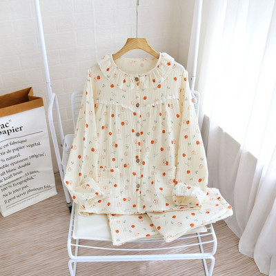 Pijamale pentru femei Nou Toamnă Primăvară Set de lenjerie de dormit moale cu mânecă lungă Pijama cu desene animate fluture drăguț Femei Set de lenjerie de noapte pentru acasă cardigan