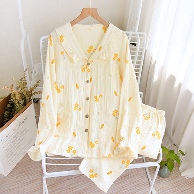 Pijamale pentru femei Nou Toamnă Primăvară Set de lenjerie de dormit moale cu mânecă lungă Pijama cu desene animate fluture drăguț Femei Set de lenjerie de noapte pentru acasă cardigan