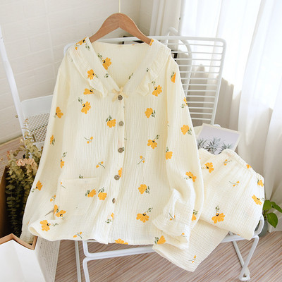 Pijamale pentru femei Nou Toamnă Primăvară Set de lenjerie de dormit moale cu mânecă lungă Pijama cu desene animate fluture drăguț Femei Set de lenjerie de noapte pentru acasă cardigan