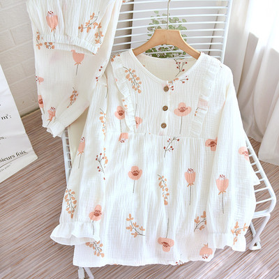 Pijamale pentru femei Nou Toamnă Primăvară Set de lenjerie de dormit moale cu mânecă lungă Pijama cu desene animate fluture drăguț Femei Set de lenjerie de noapte pentru acasă cardigan