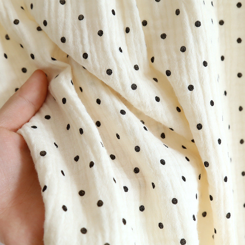 Καλοκαιρινό νέο σετ γυναικείων πιτζάμες ιαπωνικού στιλ με κοντό μανίκι με κουκκίδα με στάμπα σε λαιμόκοψη Γυναικεία Comfort Crepe Cotton Ενδύματα σπιτιού