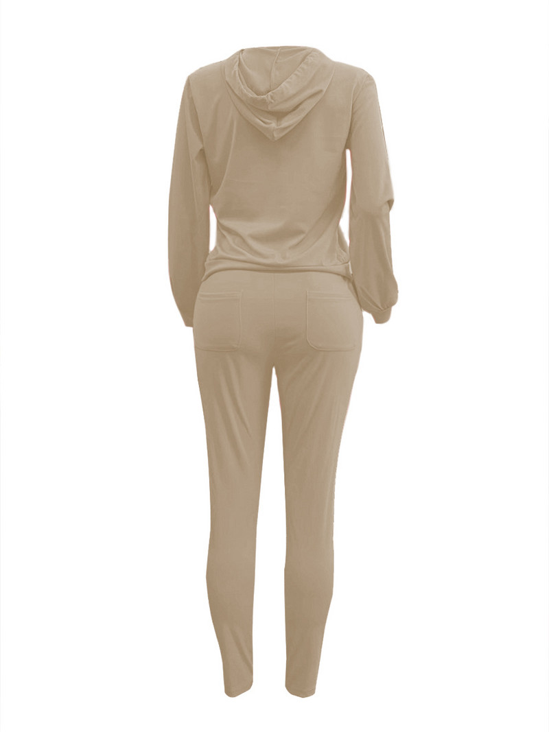 LW plus size Καγκουρό Σετ αθλητική φόρμα με κορδόνι τσέπης Μακρύ μανίκι Παντελόνι με κουκούλα γιακά Γυναικεία Κοστούμια ασορτί δύο τεμαχίων