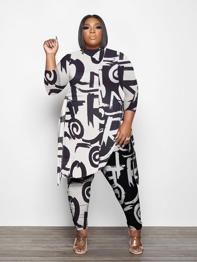 Plus μέγεθος 2 τεμαχίων γυναικείο σετ 5xl Φθινοπωρινό μακρυμάνικο μπλουζάκι και παντελόνι Καμουφλάζ Στολή δύο τεμαχίων χονδρική χονδρική αποστολή