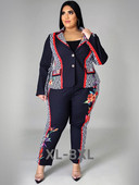 Îmbrăcăminte pentru femei de mărime mare Set cu două piese, top și pantaloni, elegante, pentru dama, pentru birou, cu mânecă lungă, costum pentru sacou Articole vrac 3xl 4xl 5xl 6xl