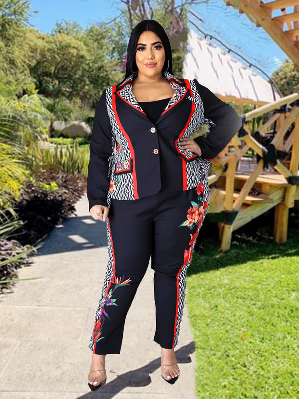 Îmbrăcăminte pentru femei de mărime mare Set cu două piese, top și pantaloni, elegante, pentru dama, pentru birou, cu mânecă lungă, costum pentru sacou Articole vrac 3xl 4xl 5xl 6xl