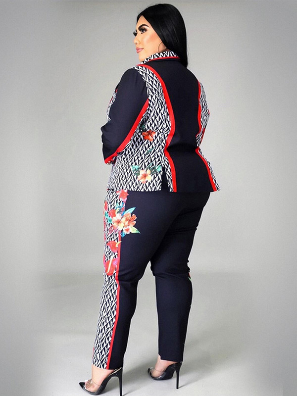 Îmbrăcăminte pentru femei de mărime mare Set cu două piese, top și pantaloni, elegante, pentru dama, pentru birou, cu mânecă lungă, costum pentru sacou Articole vrac 3xl 4xl 5xl 6xl